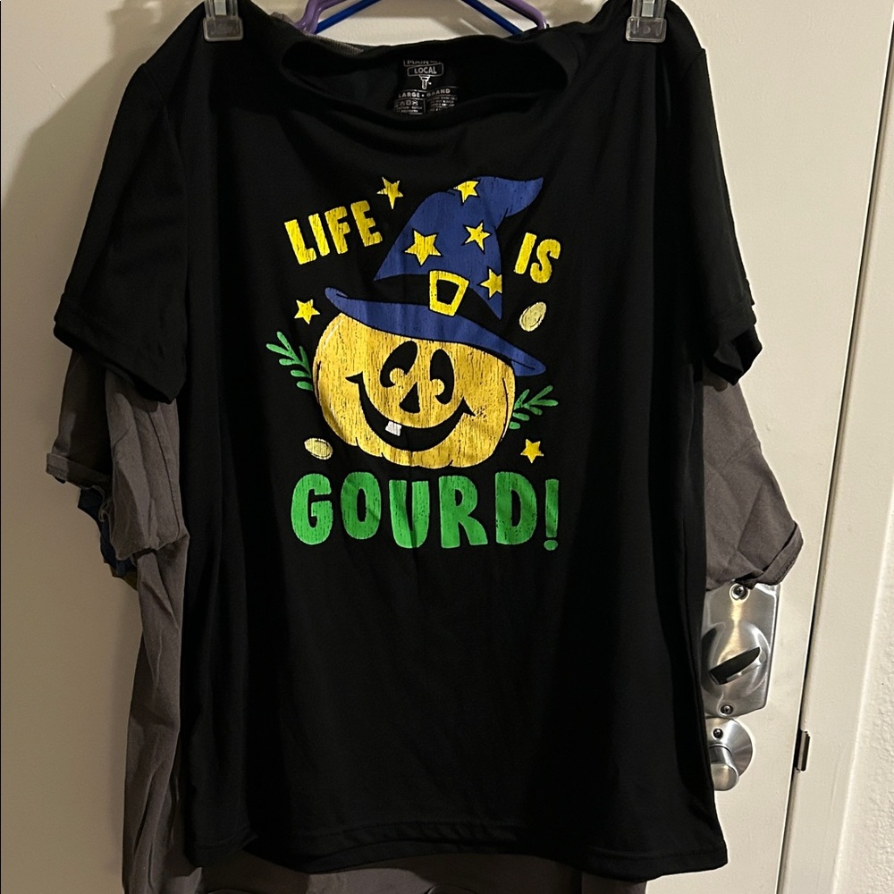 Life Is Gourd! Graphic Tee - Black Halloween Shirt
